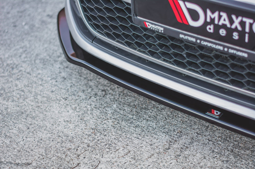 Maxton Design Street+ Spoilerlippe Front Ansatz V.2 passend für VW Golf GTI / GTD Mk7 schwarz Hochglanz