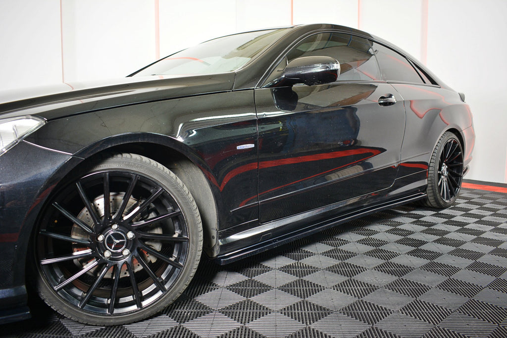 Maxton Design Street+ Seitenschweller Leisten passend für Mercedes-Benz E-Klasse Coupe AMG-Line C207 schwarz Hochglanz