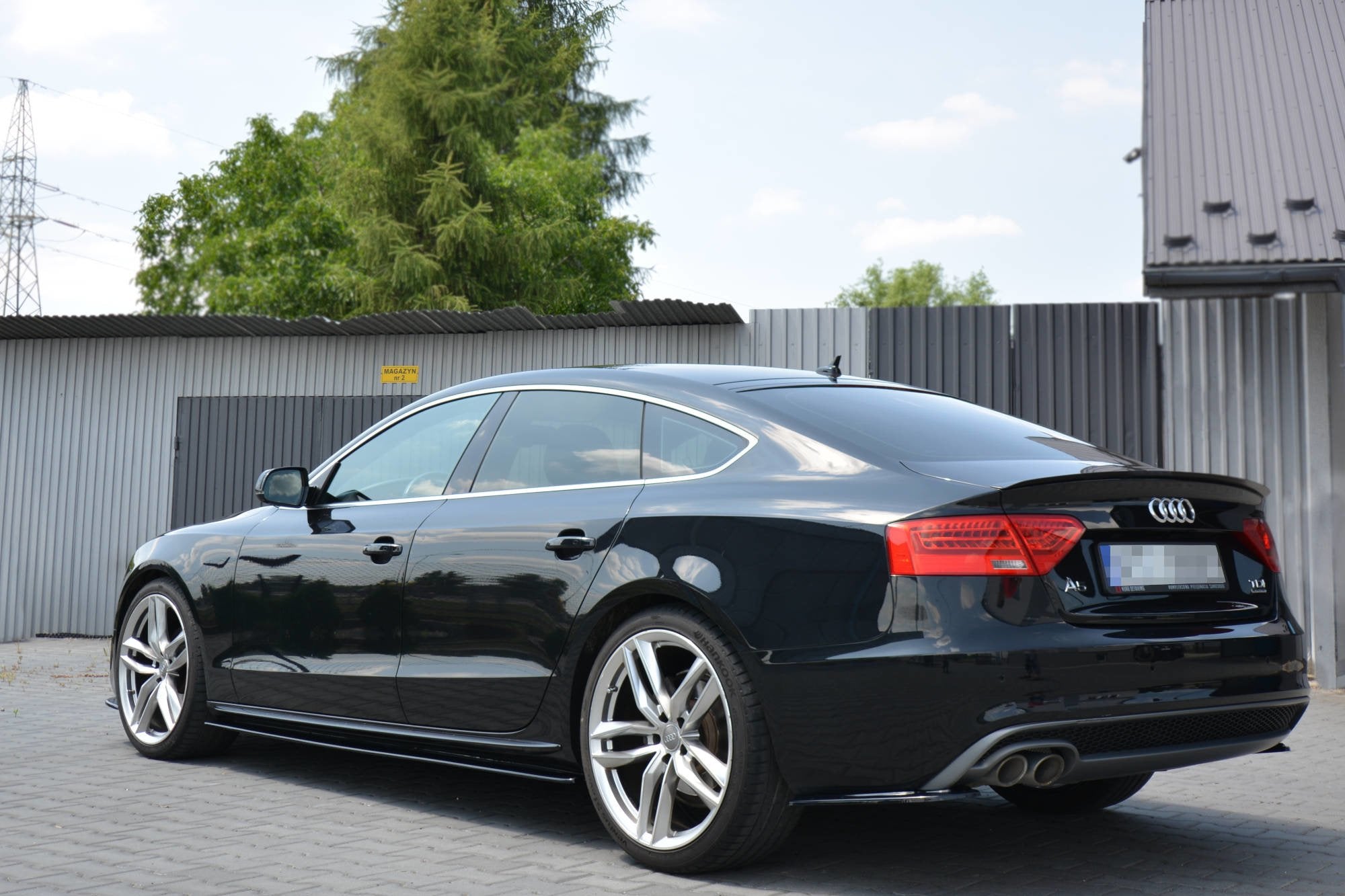 Maxton Design Heck Ansatz Flaps Diffusor passend für Audi A5 S-Line 8T FL Sportback schwarz Hochglanz