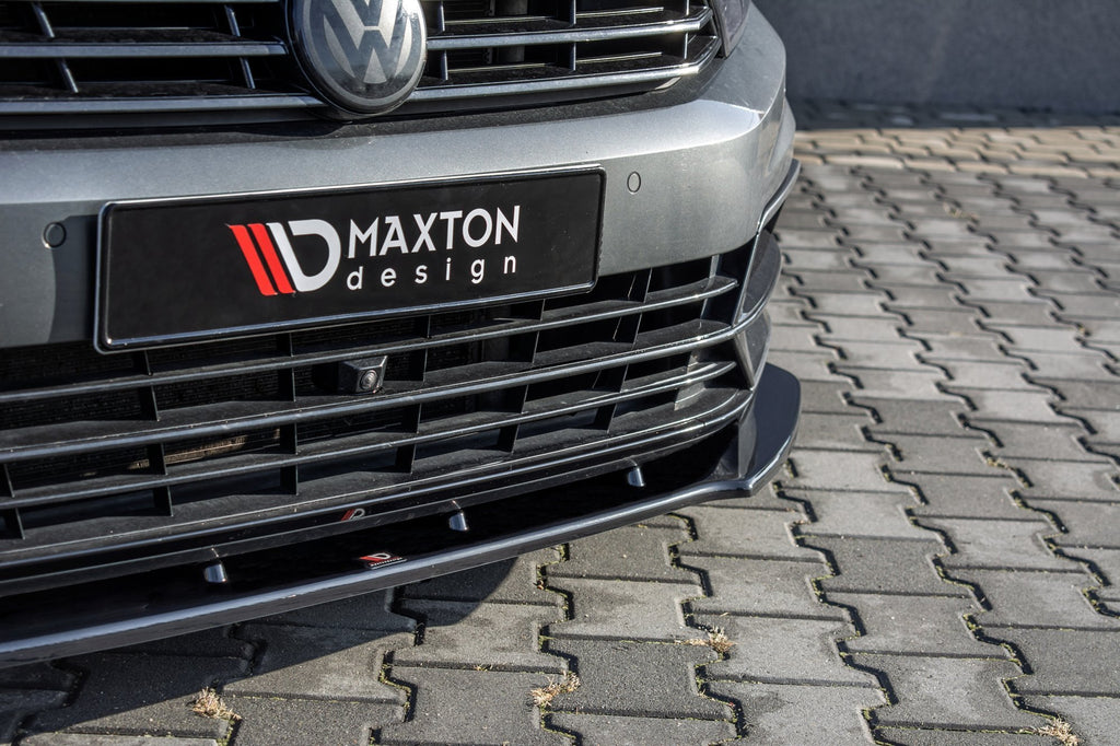 Maxton Design Street+ Spoilerlippe Front Ansatz V.1 passend für VW Passat R-Line B8 schwarz Hochglanz