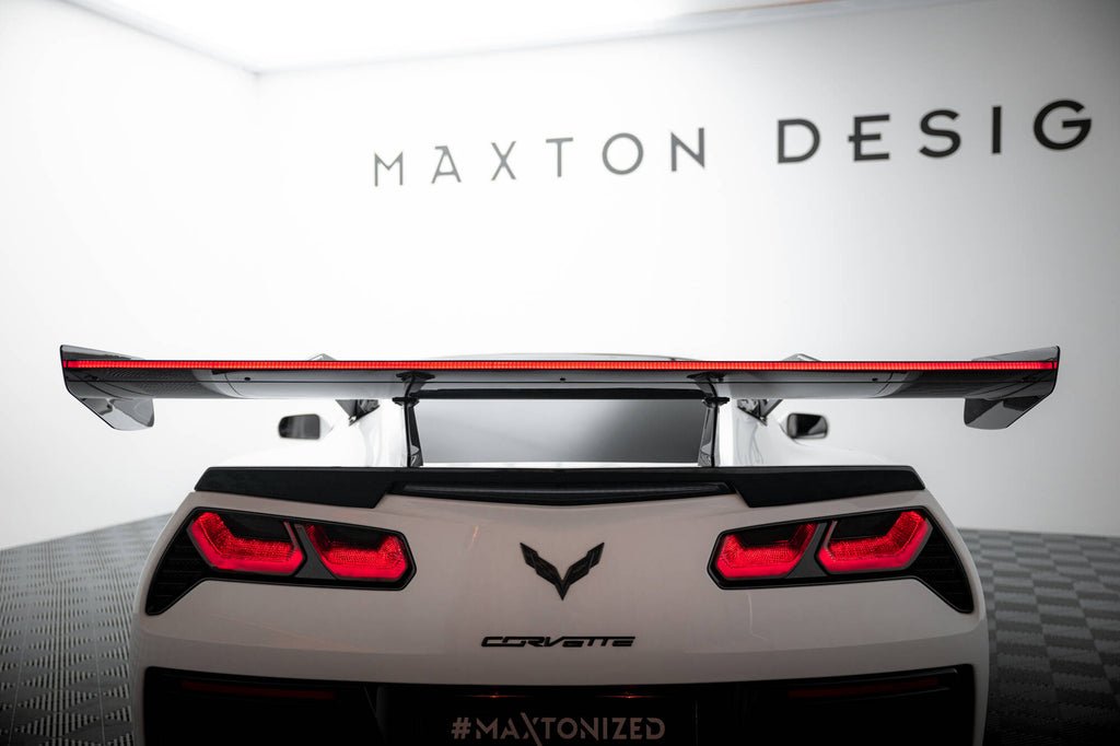 Maxton Design Carbon Spoiler With Upper Swan Mounting + LED Chevrolet Corvette Stingray / Grand Sport C7 für Chevrolet Corvette C7