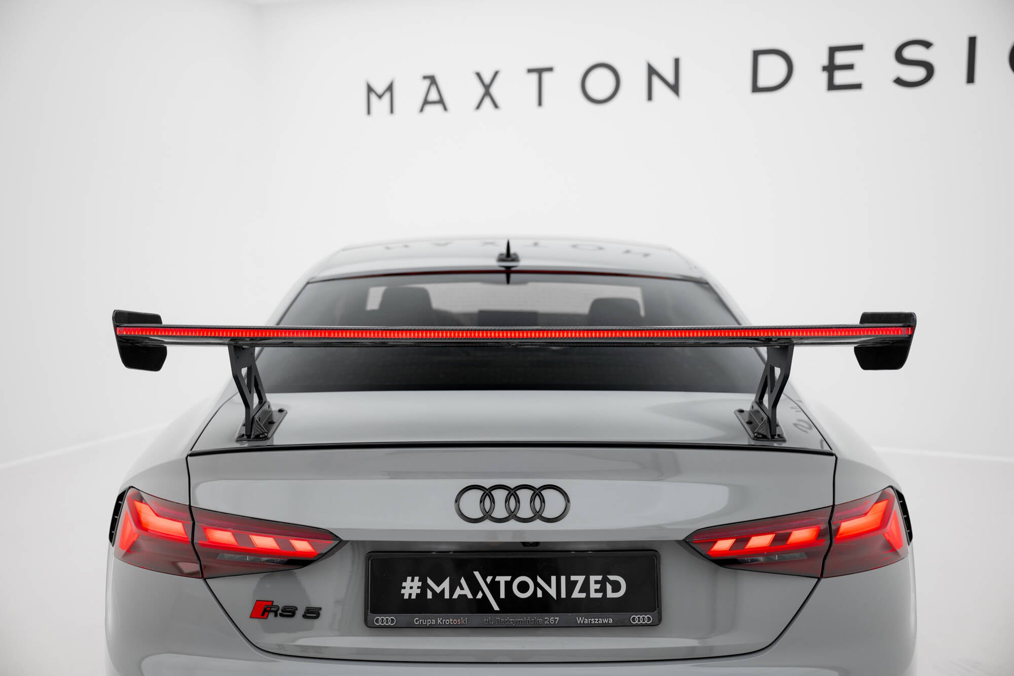 Maxton Design Carbon Spoiler With External Brackets Uprights V.1 + LED Audi A5 / A5 S-Line / S5 / RS5 Coupe F5 / F5 Facelift für Audi A5 / S5 / RS5