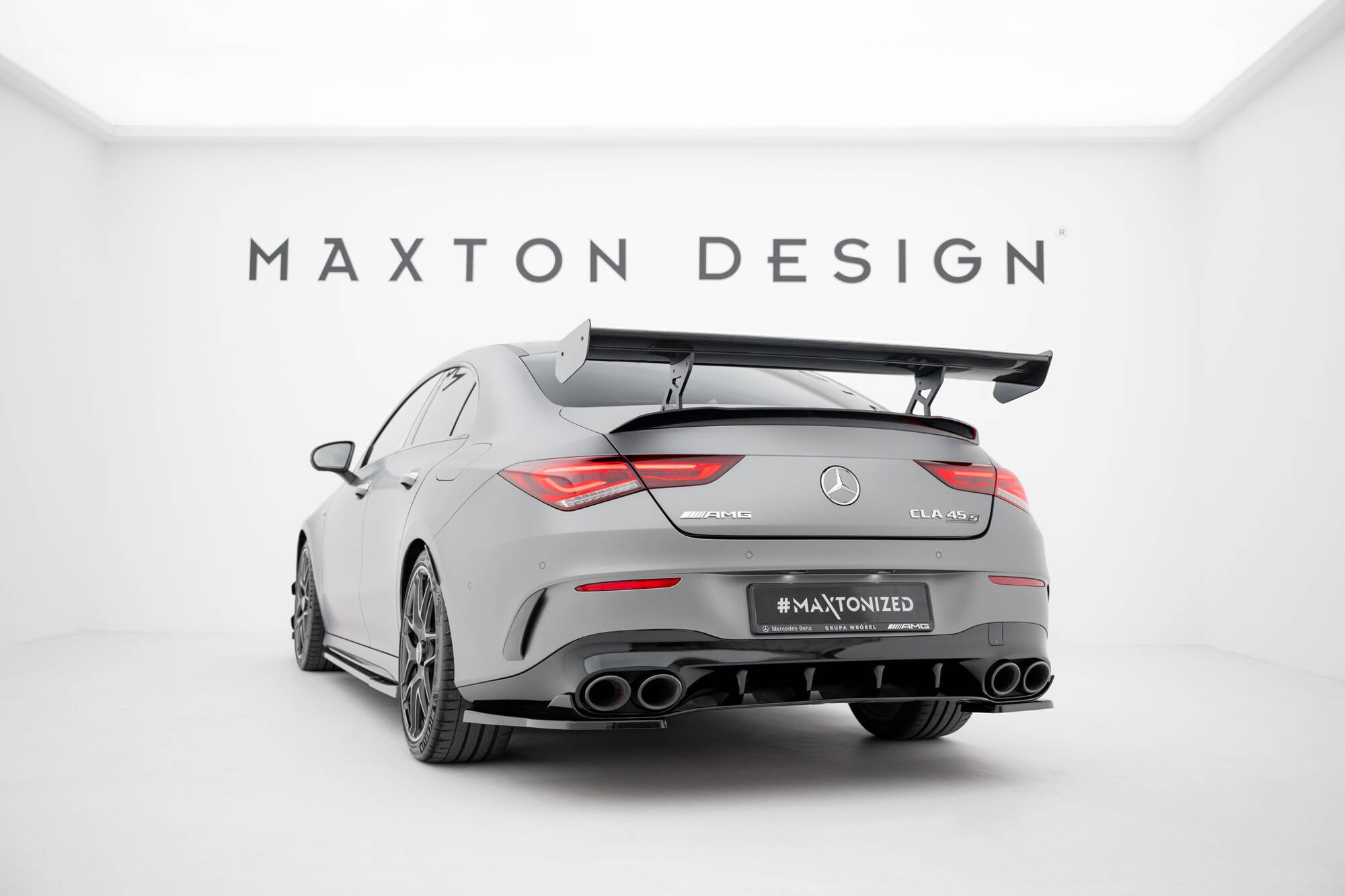 Maxton Design Carbon Spoiler With Internal Brackets Uprights Mercedes-Benz CLA Coupe C118 / C118 Facelift für Mercedes-Benz CLA C118