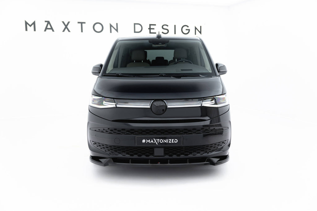 Maxton Design Street+ Spoilerlippe Front Ansatz V.2 passend für VW Multivan Long T7 schwarz Hochglanz