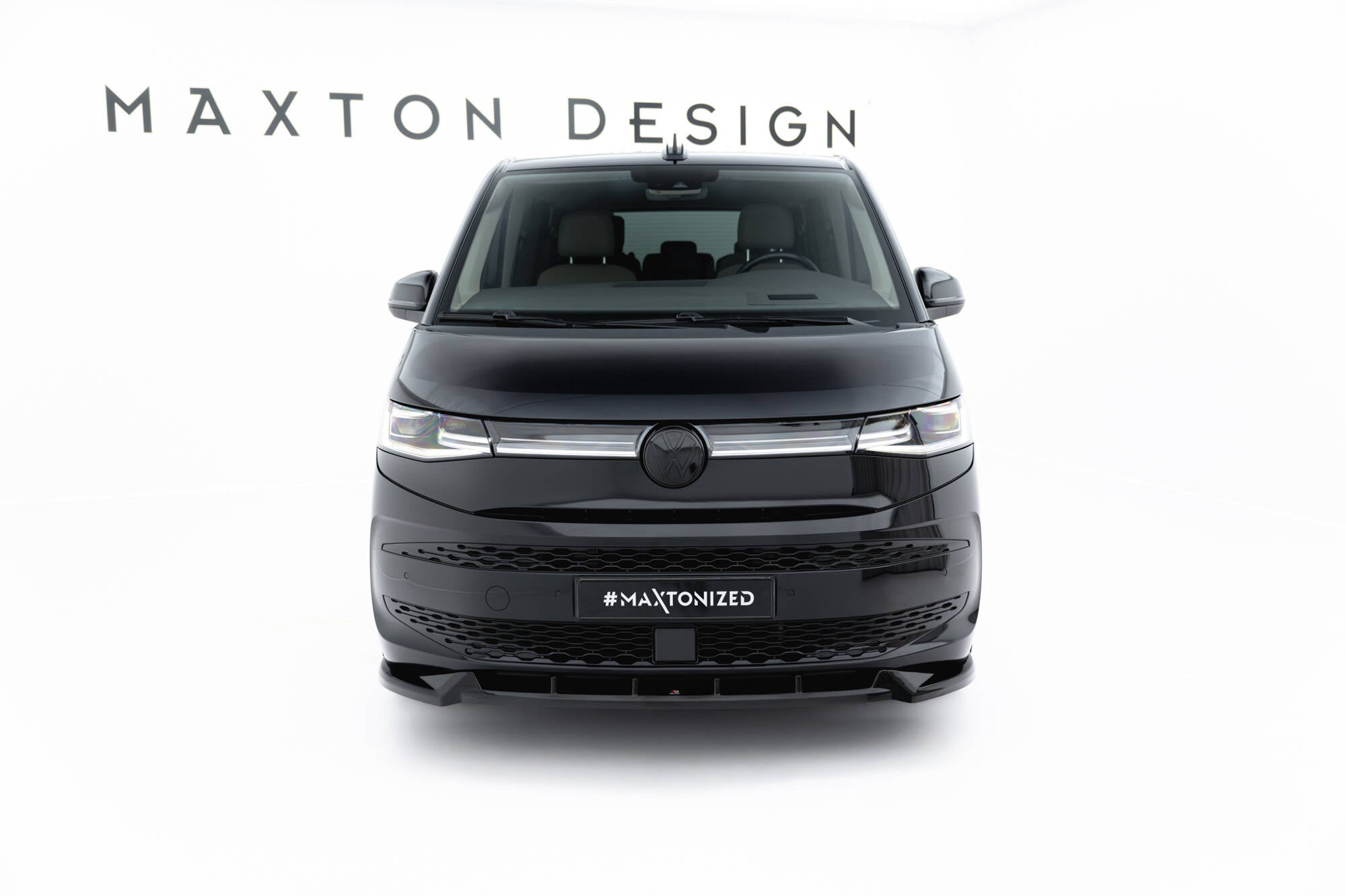 Maxton Design Street+ Spoilerlippe Front Ansatz V.2 passend für VW Multivan Long T7 schwarz Hochglanz