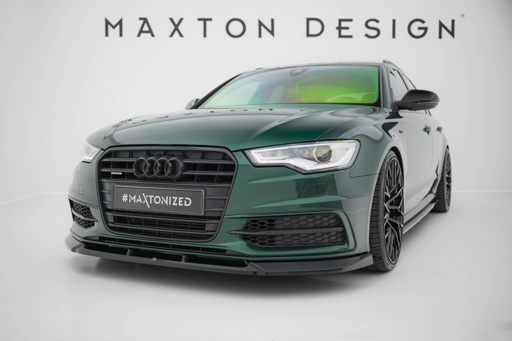 Maxton Design Street+ Spoilerlippe Front Ansatz V.3 passend für Audi A6 S-line / S6 C7 schwarz Hochglanz
