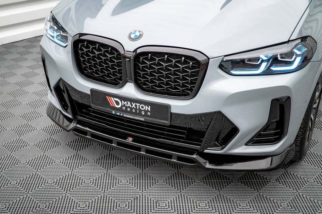 Maxton Design Street+ Spoilerlippe Front Ansatz V.1 passend für BMW X4 M-Paket G02 Facelift schwarz Hochglanz