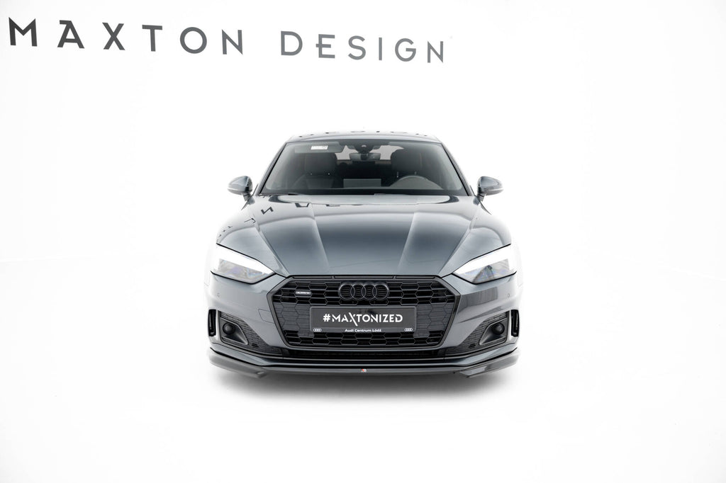 Maxton Design Street+ Spoilerlippe Front Ansatz passend für V.1 Audi A5 F5 Facelift schwarz Hochglanz