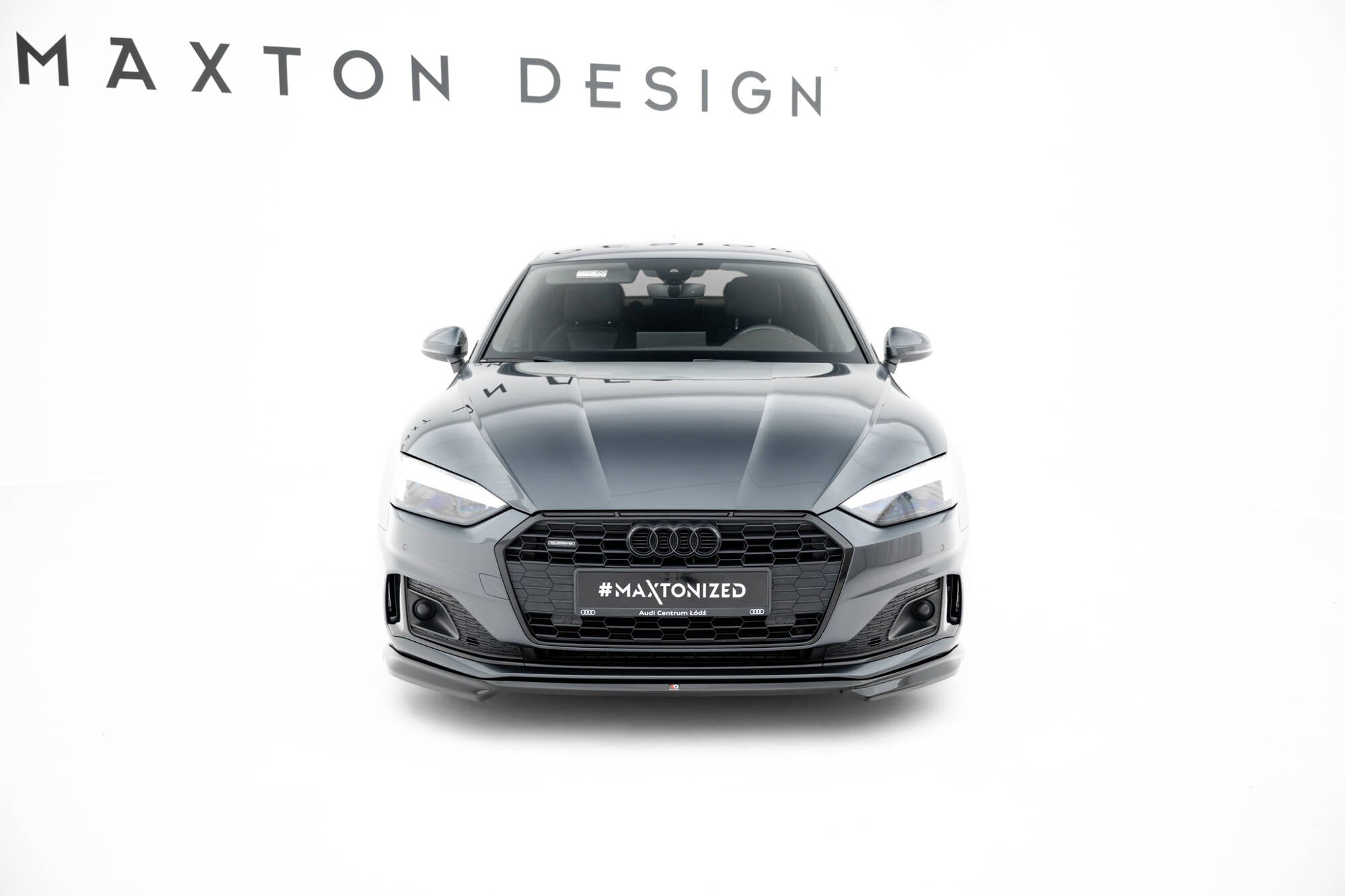 Maxton Design Street+ Spoilerlippe Front Ansatz passend für V.1 Audi A5 F5 Facelift schwarz Hochglanz