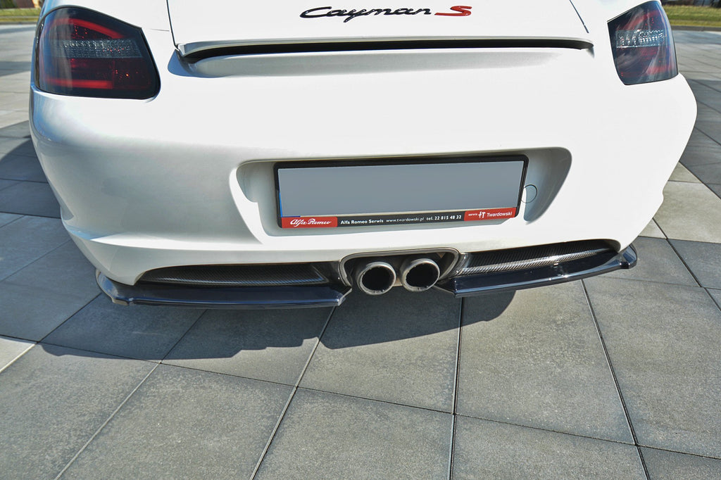Maxton Design Heck Ansatz Flaps Diffusor passend für PORSCHE CAYMAN S 987C schwarz Hochglanz