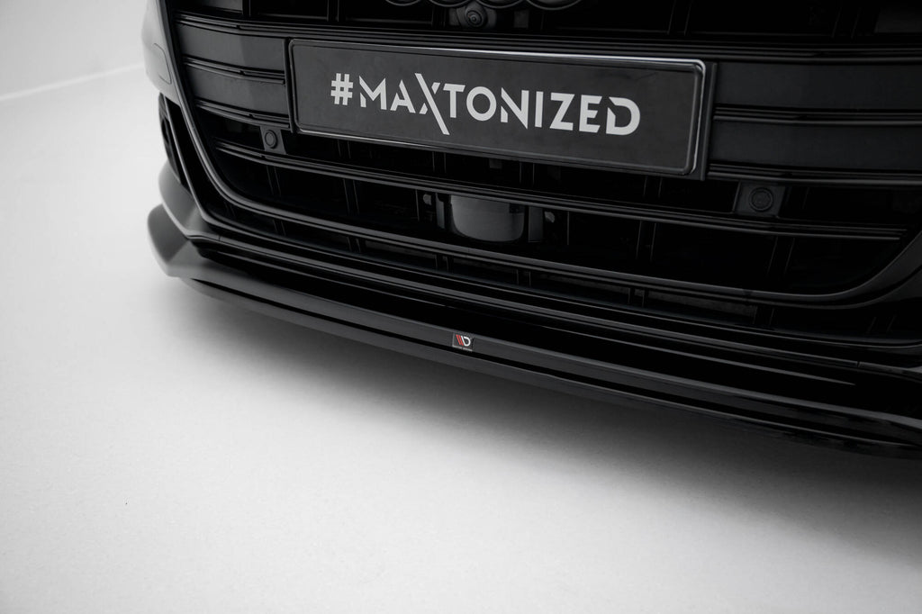 Maxton Design Street+ Spoilerlippe Front Ansatz V.1 passend für Audi S8 / A8 S-Line D5 schwarz Hochglanz