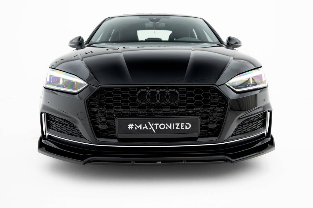 Maxton Design Street+ Spoilerlippe Front Ansatz passend für Audi S5 / A5 S-Line Coupe / Sportback F5 schwarz Hochglanz