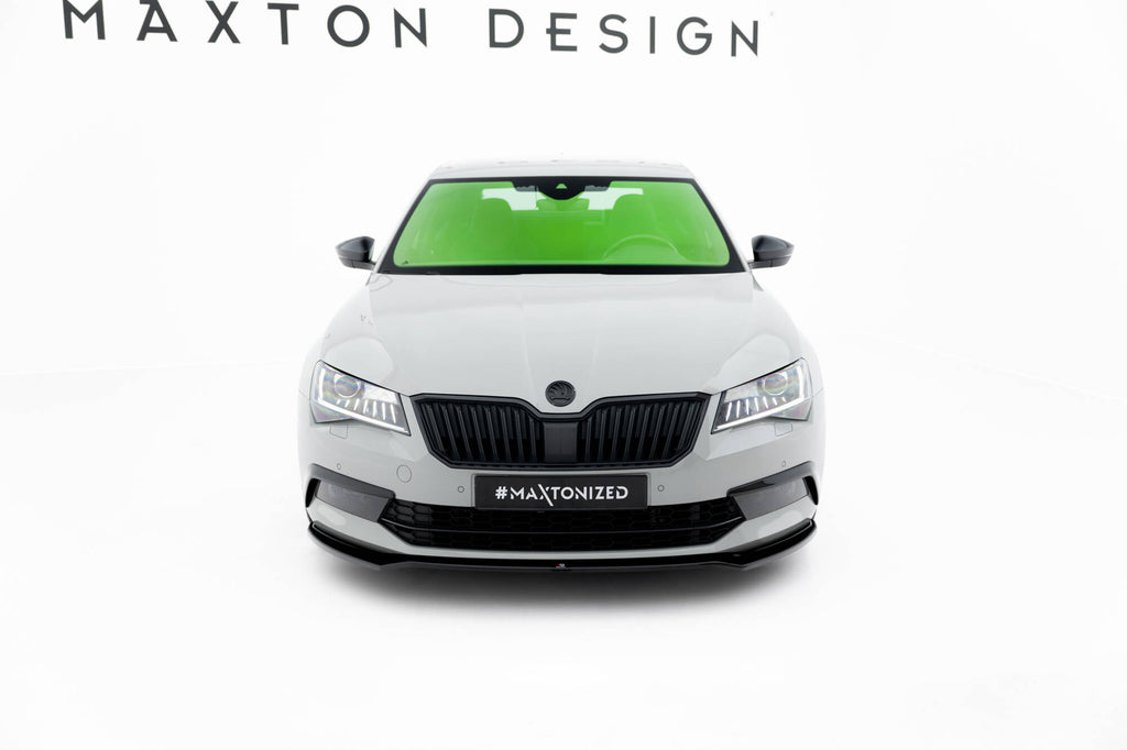 Maxton Design Street+ Spoilerlippe Front Ansatz V.2 passend für Skoda Superb Liftback / Combi Mk3 schwarz Hochglanz
