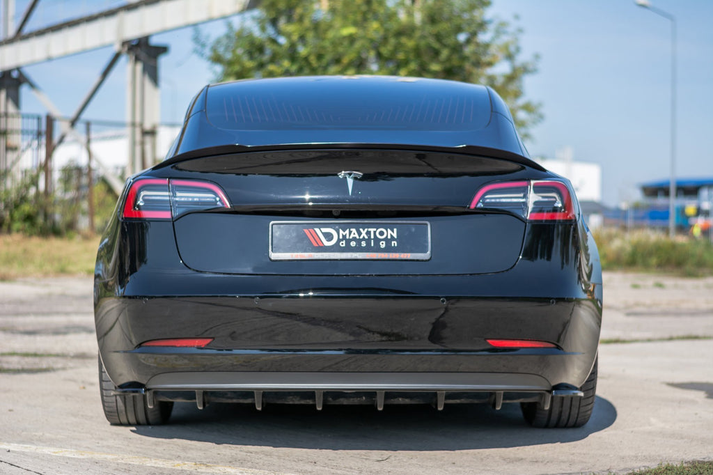 Maxton Design Diffusor Heck Ansatz passend für Tesla Model 3 schwarz Hochglanz