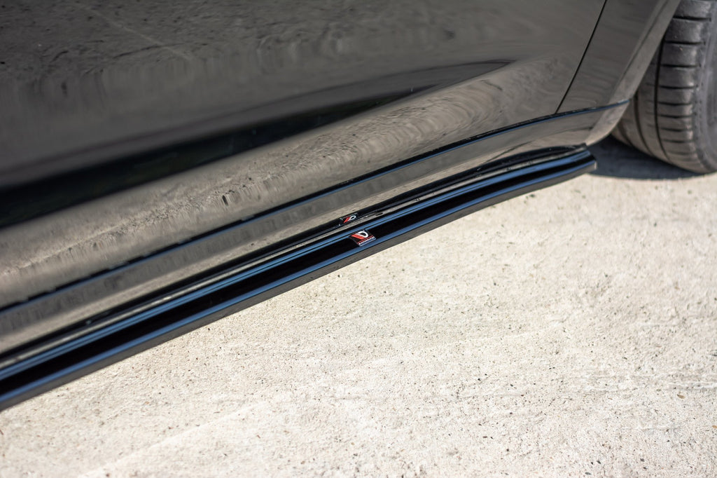 Maxton Design Street+ Seitenschweller Leisten passend für Tesla Model 3 / Model 3 Performance Mk1 / Mk1 Facelift schwarz Hochglanz