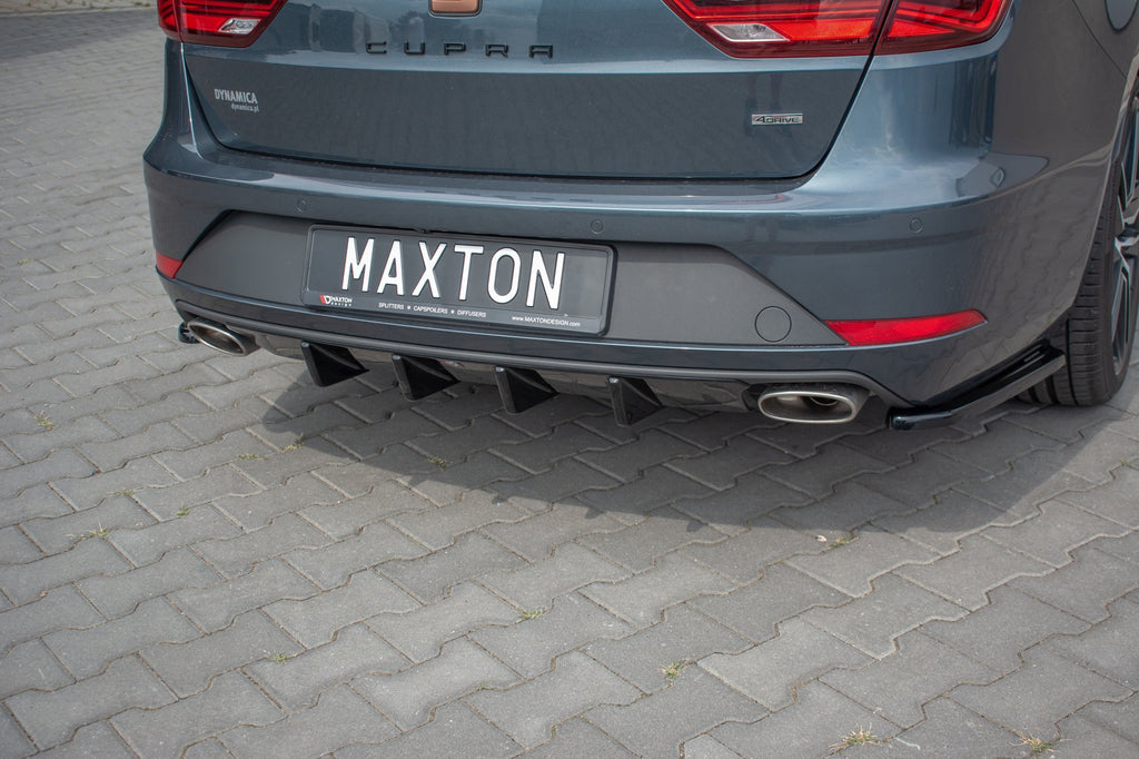 Maxton Design Diffusor Heck Ansatz V.1 passend für Seat Leon Cupra Mk3 FL Sportstourer schwarz Hochglanz
