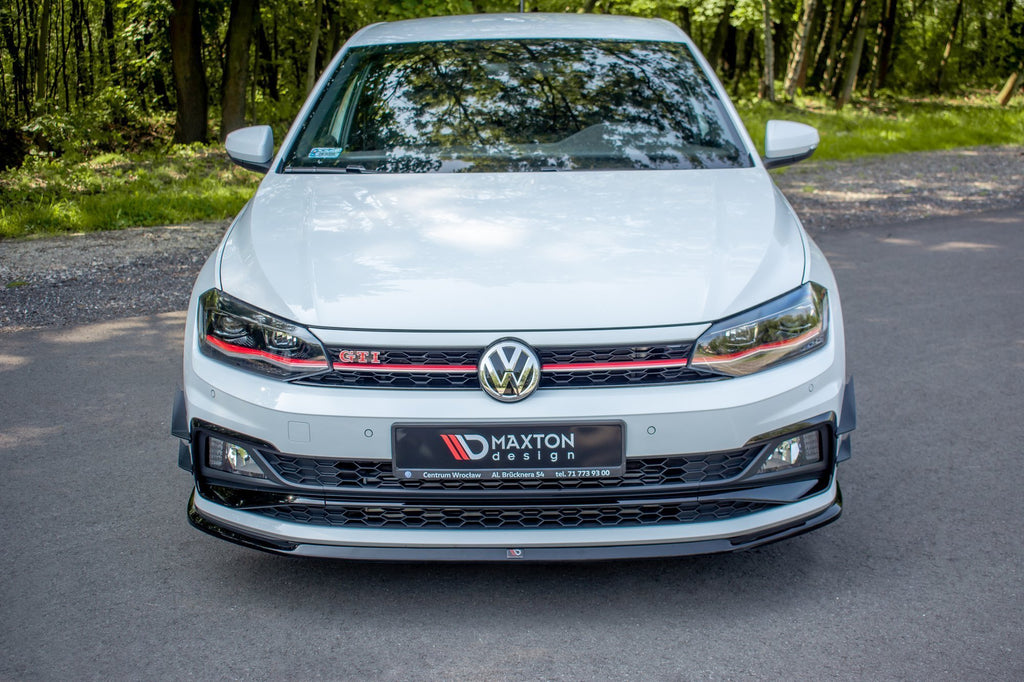 Maxton Design Street+ Spoilerlippe Front Ansatz V.3 passend für VW Polo GTI / R-line Mk6 schwarz Hochglanz