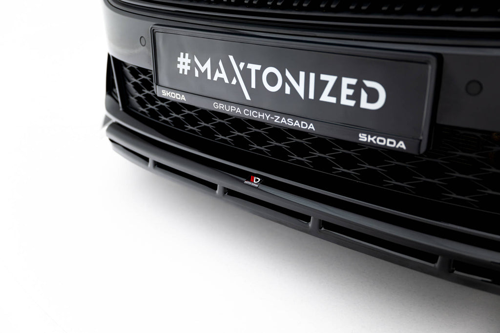 Maxton Design Street+ Spoilerlippe Front Ansatz V.1 passend für Skoda Octavia RS Liftback / Combi Mk4 Facelift schwarz Hochglanz