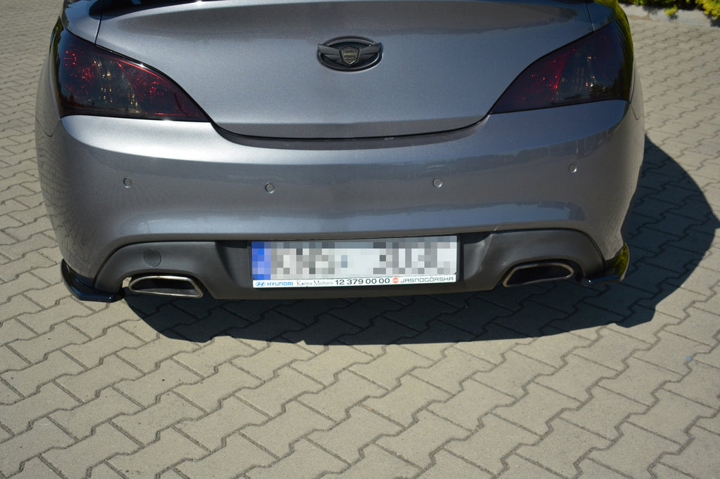 Maxton Design Heck Ansatz Flaps Diffusor passend für Hyundai Genesis Coupe Mk1 schwarz Hochglanz