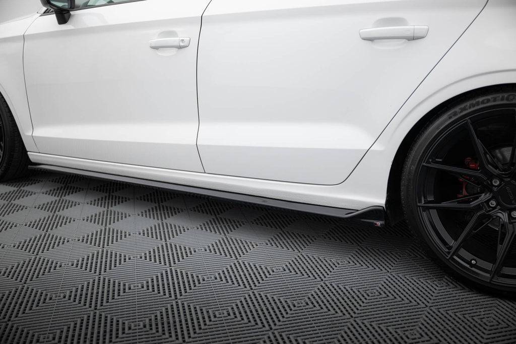 Maxton Design Street+ Seitenschweller Leisten passend für Audi A3 Limousine 8V schwarz Hochglanz