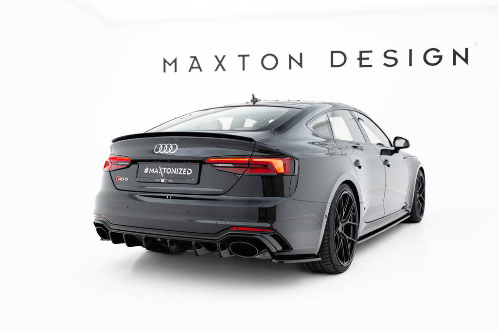 Maxton Design Heck Ansatz Flaps Diffusor passend für Audi RS5 Coupe / Sportback F5 schwarz Hochglanz