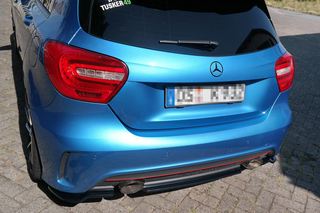 Maxton Design Heckansatz Mercedes W176 AMG-LINE vor Facelift schwarz Hochglanz für Mercedes-Benz A Klasse W176