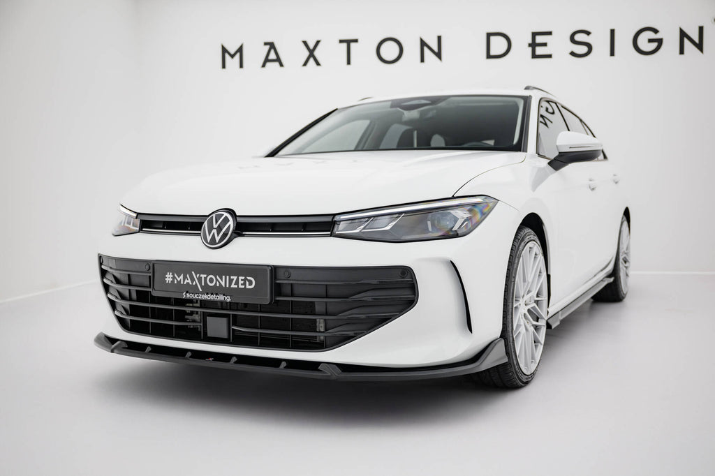 Maxton Design Street+ Spoilerlippe Front Ansatz V.2 passend für VW Passat B9 schwarz Hochglanz
