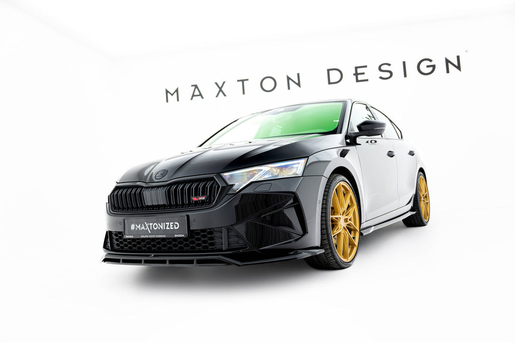 Maxton Design Street+ Spoilerlippe Front Ansatz V.1 passend für Skoda Octavia RS Liftback / Combi Mk4 Facelift schwarz Hochglanz