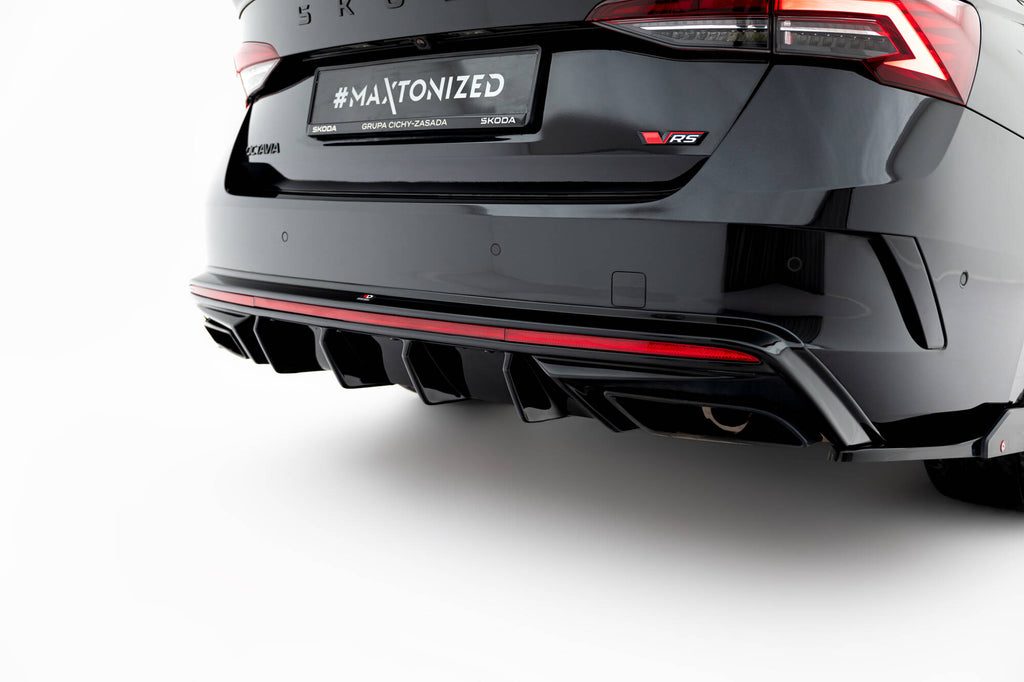 Maxton Design Diffusor Heck Ansatz passend für Skoda Octavia RS Liftback / Combi Mk4 Facelift schwarz Hochglanz