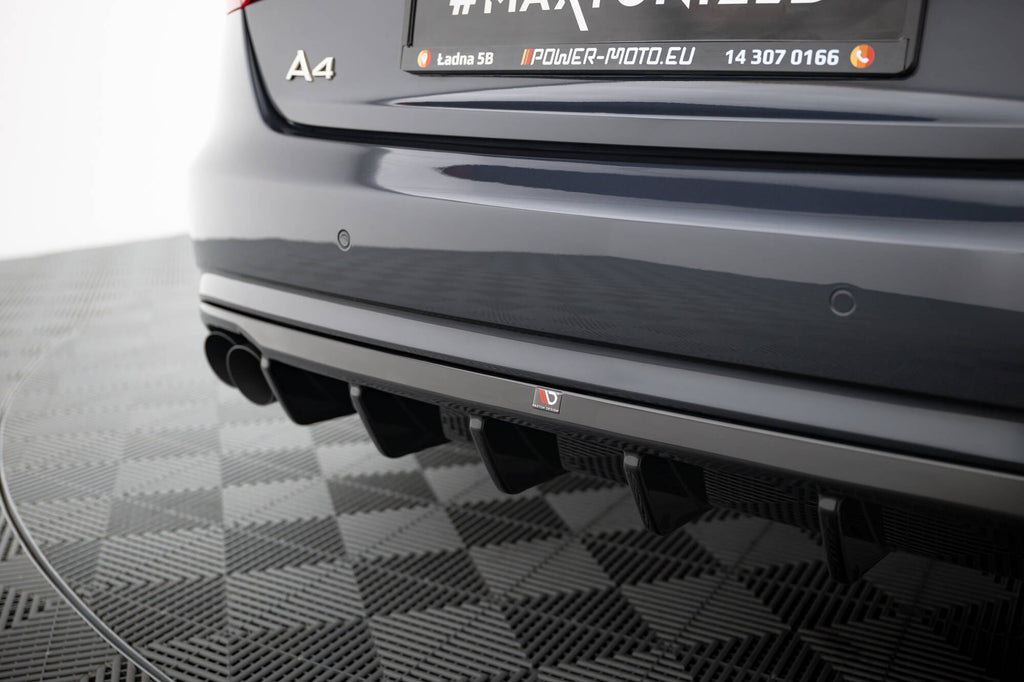 Maxton Design Diffusor Heck Ansatz passend für Audi A4 B8 Facelift (Doppelauspuff li.)