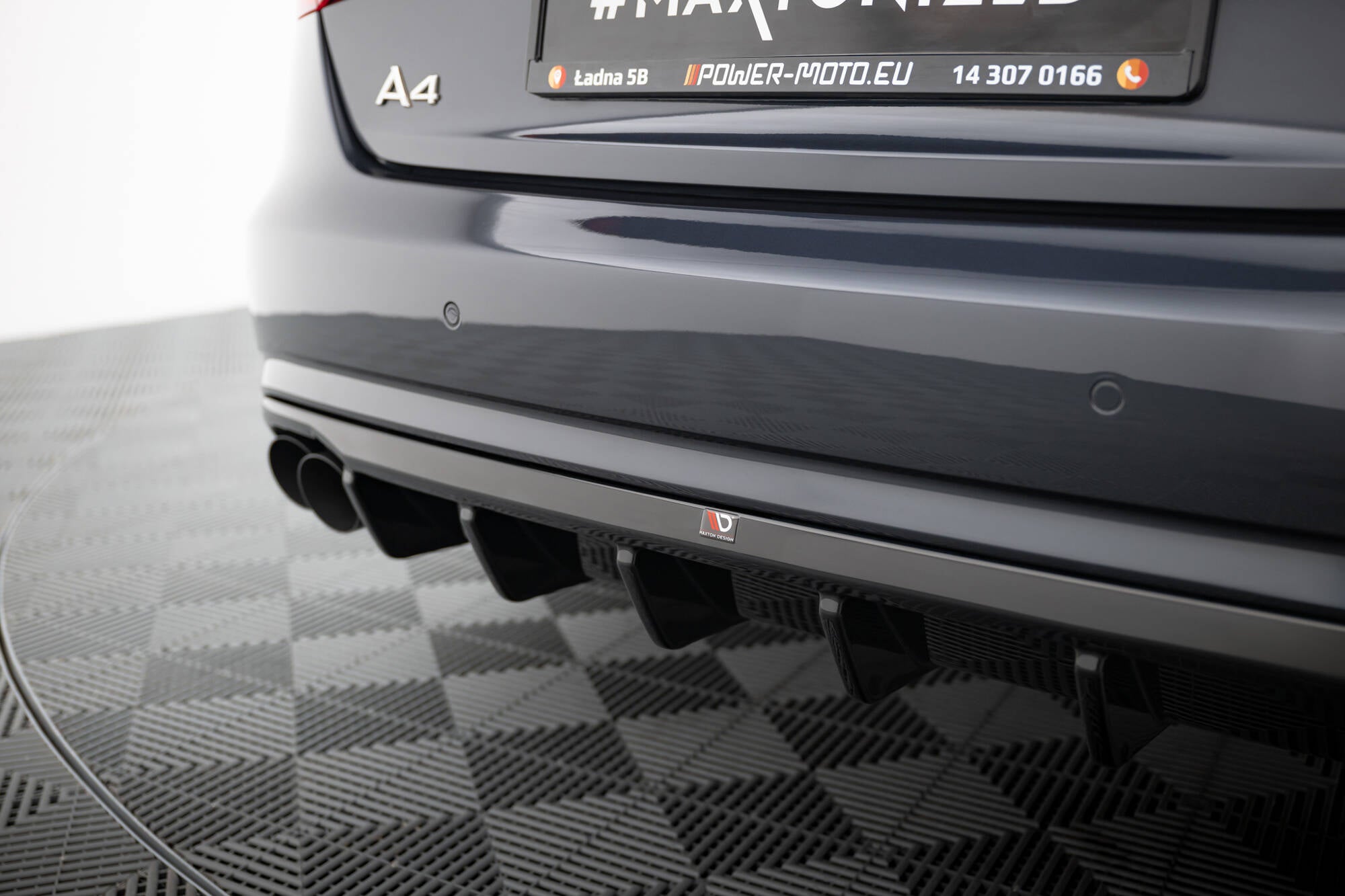 Maxton Design Diffusor Heck Ansatz passend für Audi A4 B8 Facelift (Doppelauspuff li.)