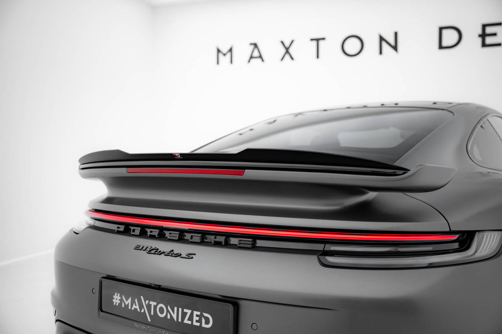 Maxton Design Spoiler CAP passend für Porsche 911 Turbo S Sport Package 992 schwarz Hochglanz