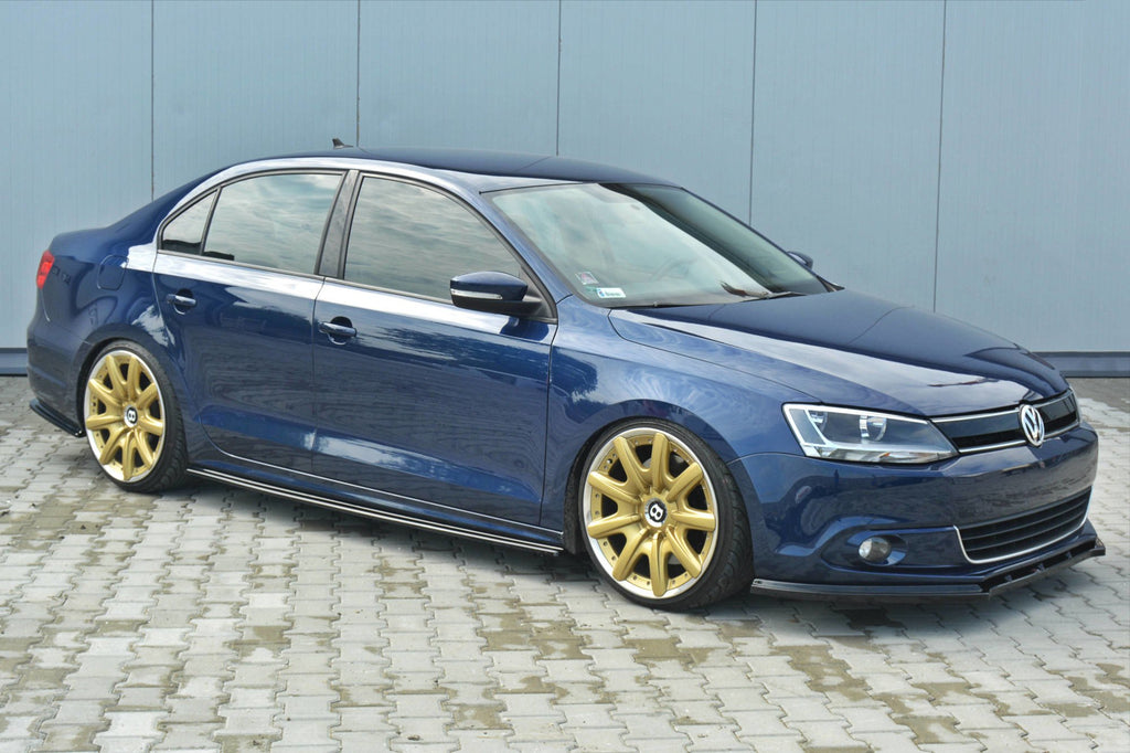 Maxton Design Street+ Seitenschweller Leisten passend für VOLKSWAGEN JETTA MK6 SEDAN vor Facelift schwarz Hochglanz