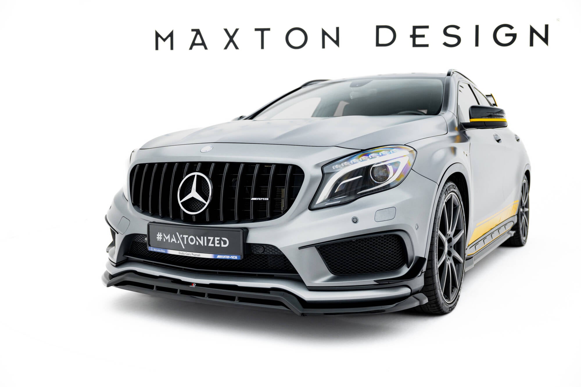Maxton Design Street+ Spoilerlippe Front Ansatz passend für Mercedes-Benz GLA 45 AMG Off-roader X156 schwarz Hochglanz