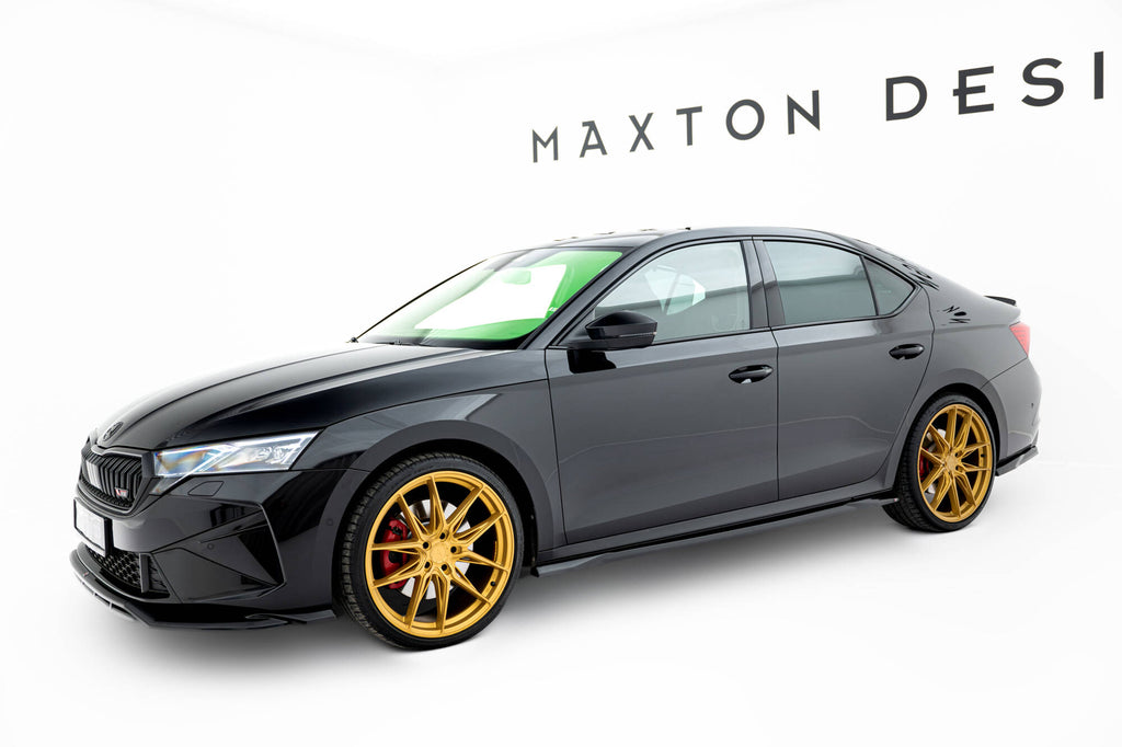 Maxton Design Street+ Seitenschweller Leisten passend für Skoda Octavia Liftback / Combi Mk4 Facelift schwarz Hochglanz