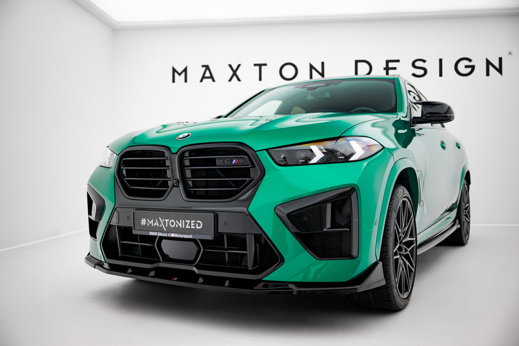 Maxton Design Street+ Spoilerlippe Front Ansatz V.2 passend für BMW X6 M F96 Facelift schwarz Hochglanz