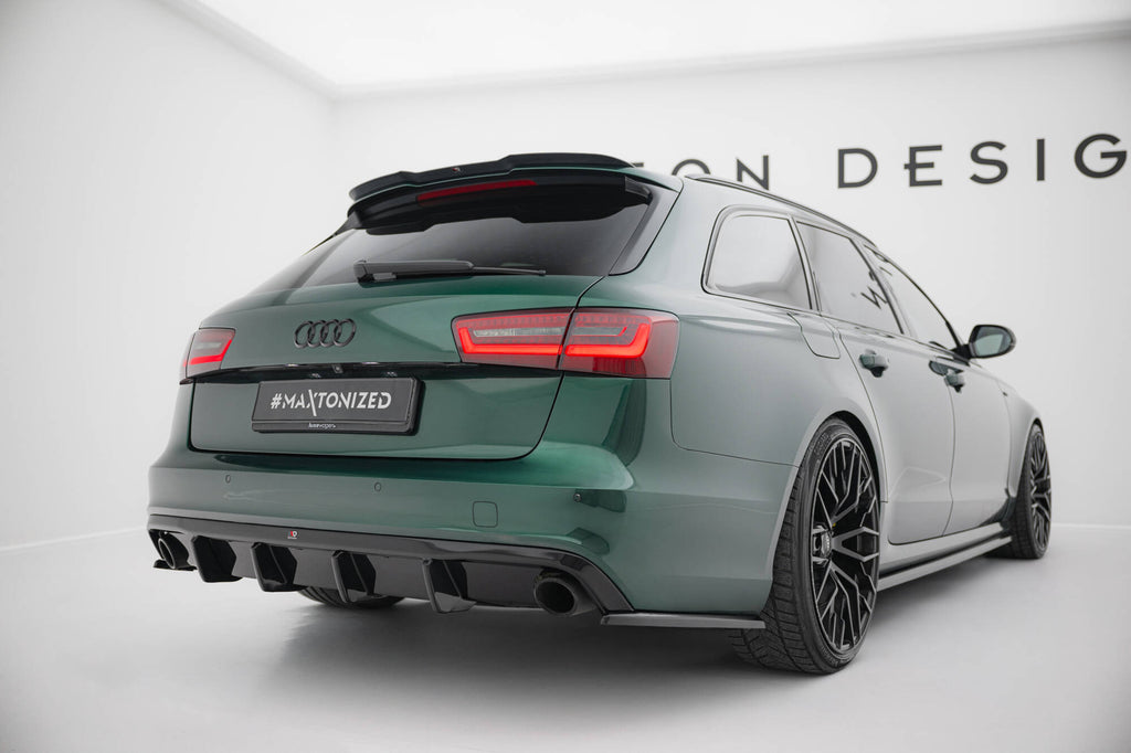 Maxton Design Heck Ansatz Flaps Diffusor V.3 passend für Audi A6 S-line Avant C7 schwarz Hochglanz