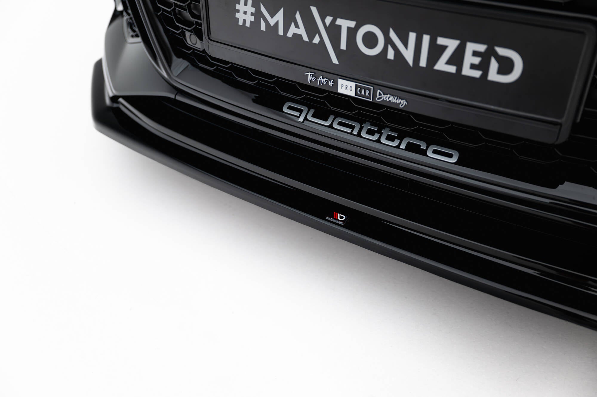 Maxton Design Street+ Spoilerlippe Front Ansatz V.2 passend für Audi RS5 Coupe / Sportback F5 schwarz Hochglanz