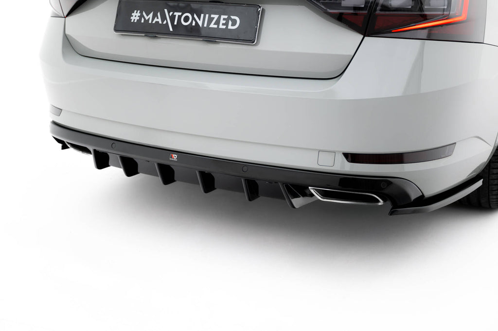 Maxton Design Diffusor Heck Ansatz passend für Skoda Superb Liftback / Combi Mk3 schwarz Hochglanz