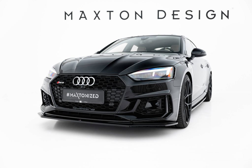 Maxton Design Street+ Spoilerlippe Front Ansatz V.2 passend für Audi RS5 Coupe / Sportback F5 schwarz Hochglanz