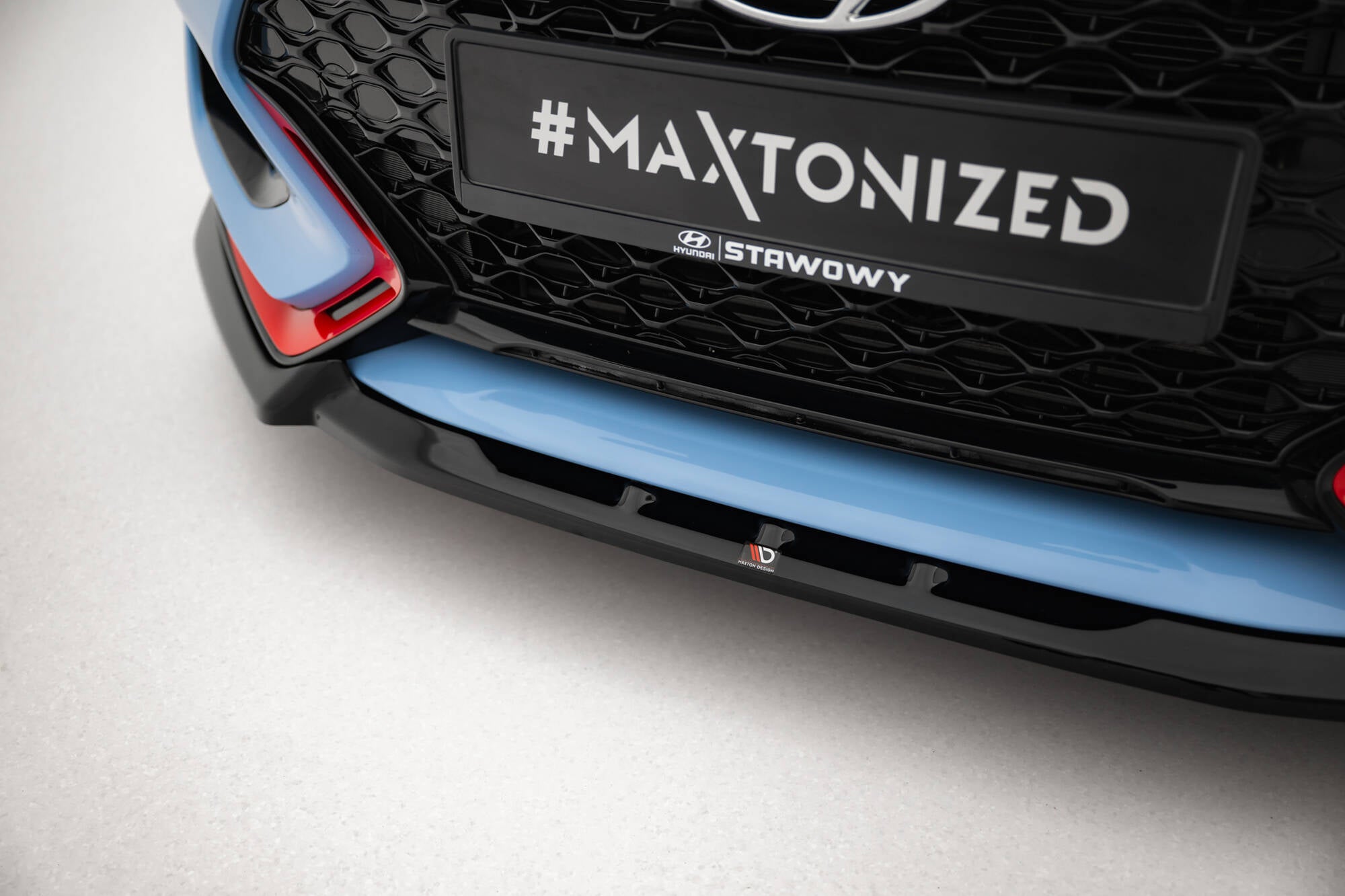 Maxton Design Street+ Spoilerlippe Front Ansatz V.2 passend für Hyundai Veloster N Mk2 schwarz Hochglanz