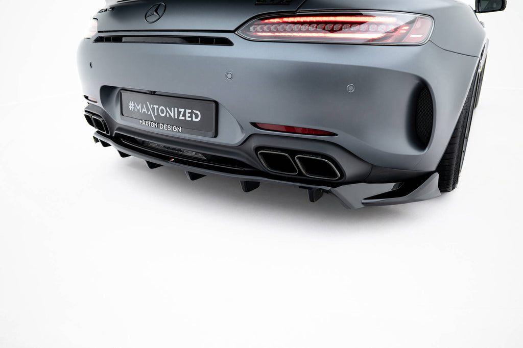 Maxton Design Street+ Mittlerer Diffusor RACE passend für Mercedes-AMG GT C C190 Facelift schwarz Hochglanz