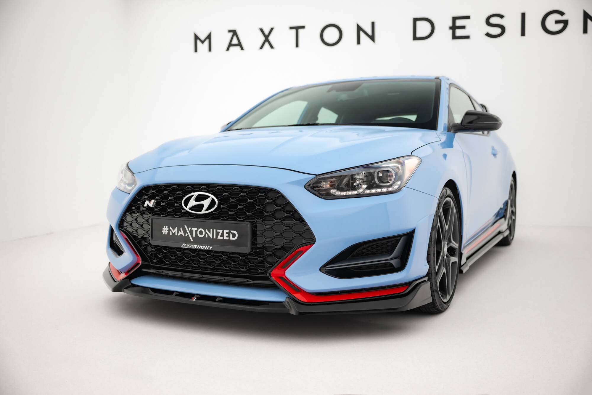Maxton Design Street+ Spoilerlippe Front Ansatz V.2 passend für Hyundai Veloster N Mk2 schwarz Hochglanz