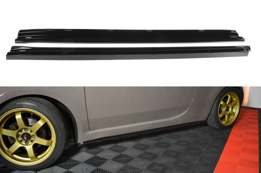 Maxton Design Street+ Seitenschweller Leisten passend für Fiat 500 schwarz Hochglanz