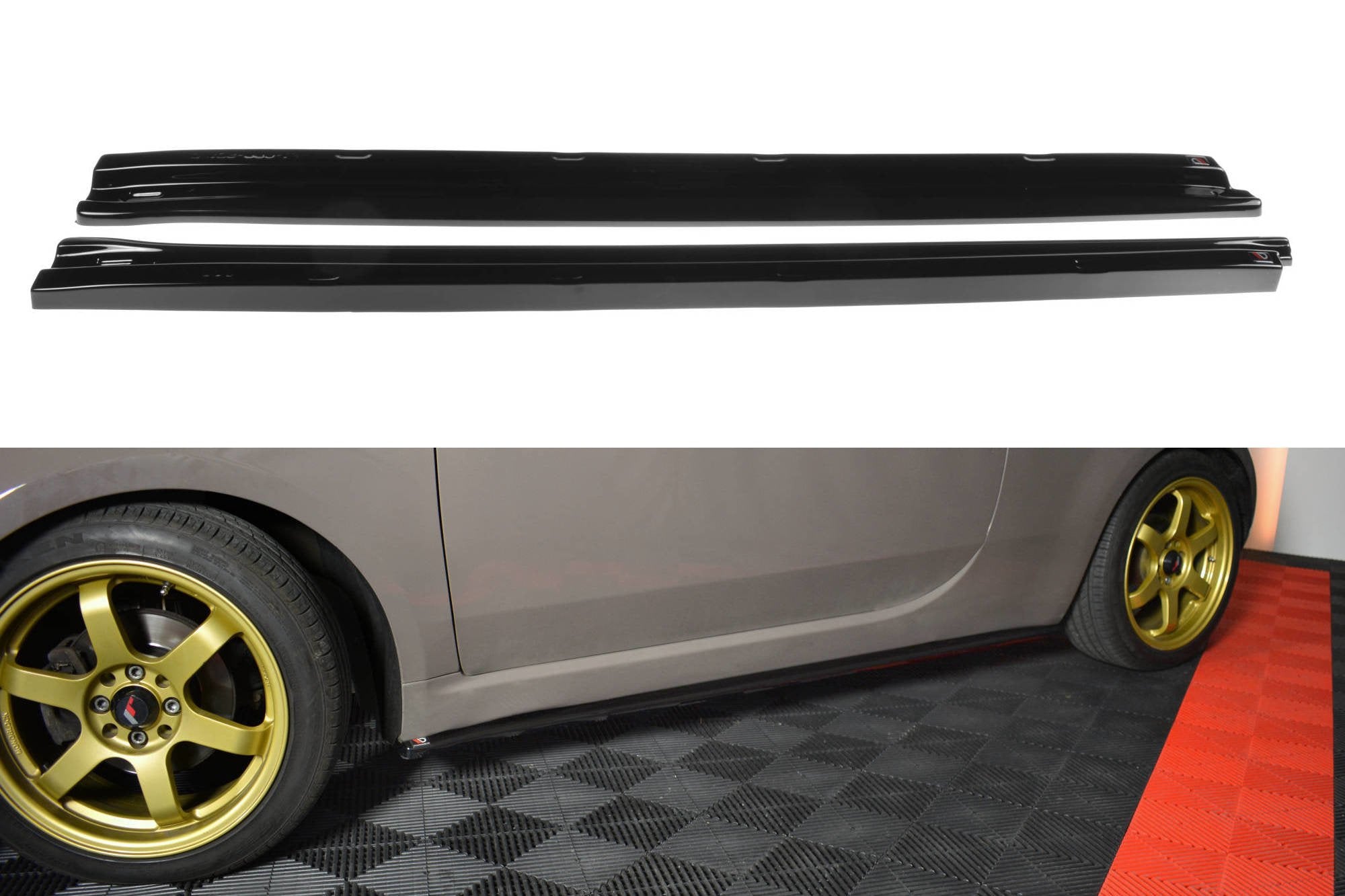 Maxton Design Street+ Seitenschweller Leisten passend für Fiat 500 schwarz Hochglanz
