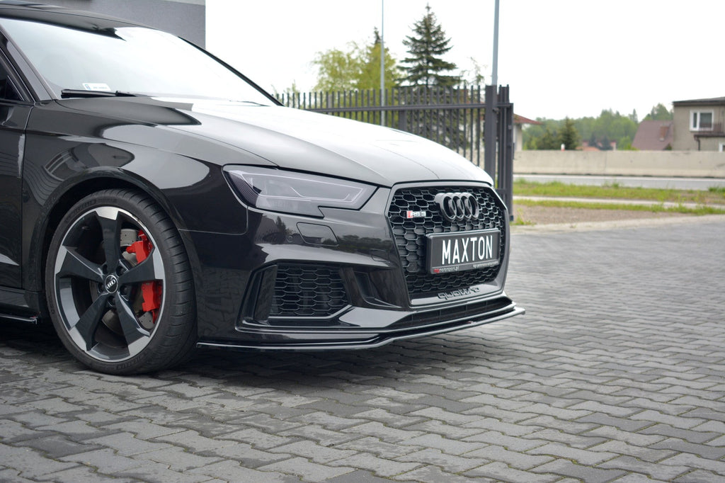 Maxton Design Street+ Spoilerlippe Front Ansatz V.2 passend für Audi RS3 Sportback 8V Facelift schwarz Hochglanz