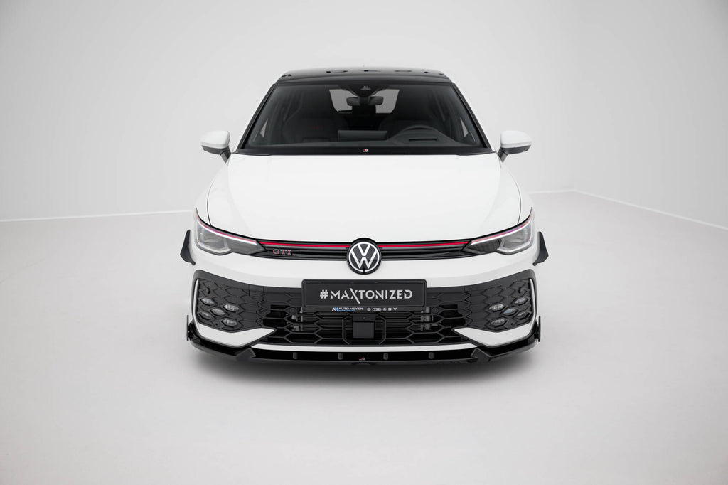 Maxton Design Street+ Spoilerlippe Front Ansatz V.2 + Flaps passend für VW Golf GTI / GTE / R-Line Mk8 Facelift