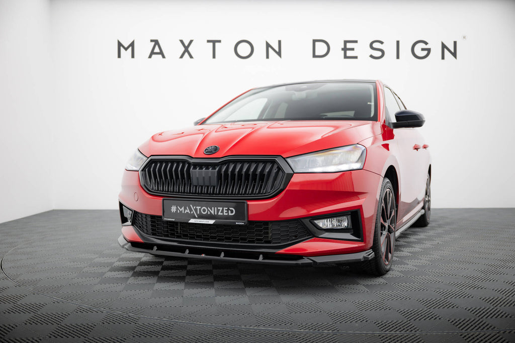 Maxton Design Street+ Spoilerlippe Front Ansatz passend für Skoda Fabia Mk4 schwarz Hochglanz