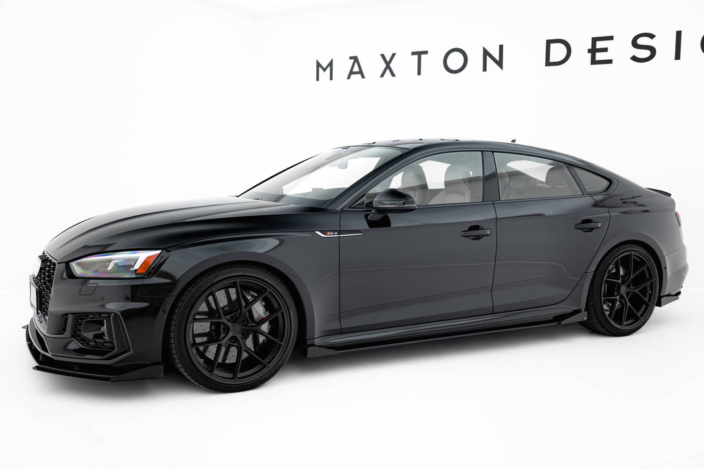 Maxton Design Street Pro Street+ Seitenschweller Leisten + Flaps passend für Audi RS5 Sportback F5 schwarz Hochglanz