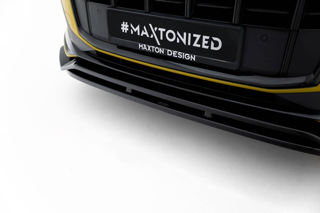 Maxton Design Street+ Spoilerlippe Front Ansatz V.1 passend für Audi SQ7 /Q7 S-Line Mk2 (4M) Facelift schwarz Hochglanz